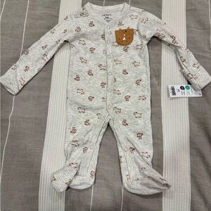 Carter's Cream and Brown Bear Pattern Footie